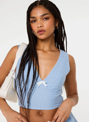 Stripe Shirred Crop Top