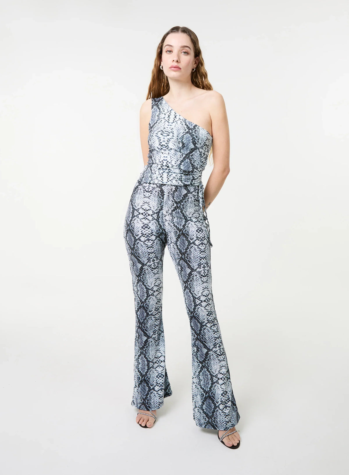 Snake Print Flare Trousers