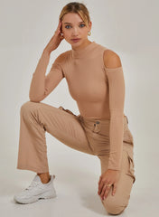 Cold Shoulder Ribbed Bodysuit