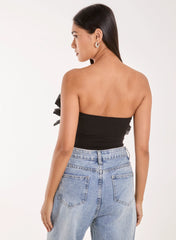 Corsage Front Ruffle Bodysuit