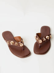 Seashell Embellished Flip Flops