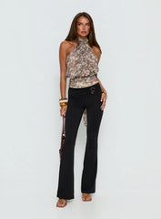 Faythe High Neck Tie Top Paisley