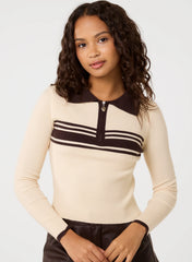 Stripe Front Zip Up Sweatshirt
