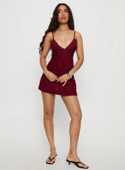 Tanisha Drop Neckline Mini Dress Red
