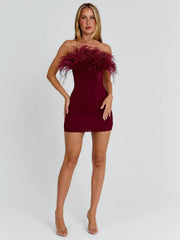 SHONA MINI DRESS BURGUNDY