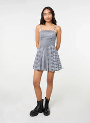 Bow Back Gingham Mini Dress