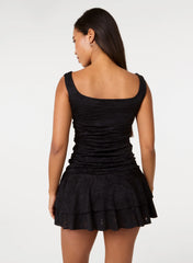 Jersey Jacquard Square Neck Mini Dress