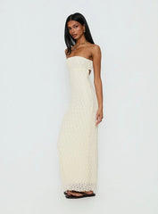 Aryela Strapless Textured Maxi Dress Cream