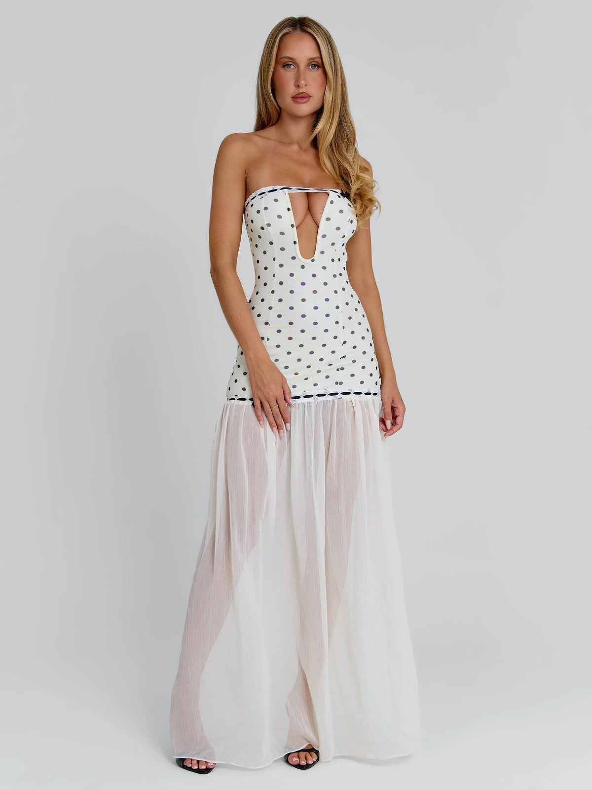 GIANA MAXI DRESS CREAM POLKA DOT