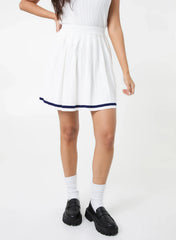 Pleated Mini Skirt With Contrast Binding
