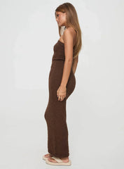 Cloud Strapless Boucle Maxi Dress Chocolate