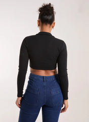 Long Sleeve Gathered Rib Top