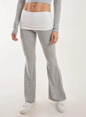 Fold Over Two Tone Flared Leggings