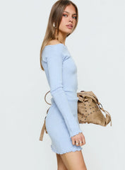 Yelsie Off Shoulder Long Sleeve Mini Dress Baby Blue