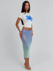GINGER MIDI SKIRT BLUE