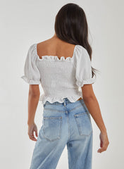 Puff Sleeve Square Neck Shirred Top