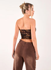 Mesh Animal Print Bandeau Top