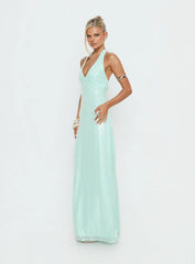 Isanna Halter Sequin Maxi Dress Jelly Mint