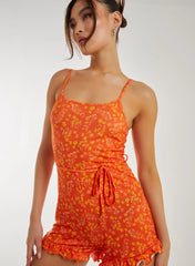 Floral Print  Frill Hem Playsuit