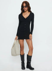 Tereza Long Sleeve Jersey Mini Dress Black