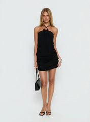 Hedlea Draped Ring Detail Mini Dress Black