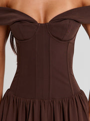 JUNIPIA MAXI DRESS CHOCOLATE