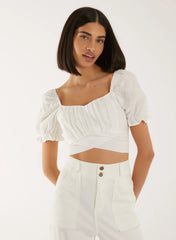 Puff Sleeve Tie Back Top