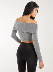 Fold Over Zip Bardot Top