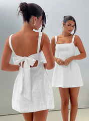Asterie Bow Detail Mini Dress White