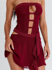 NINA MINI DRESS BURGUNDY