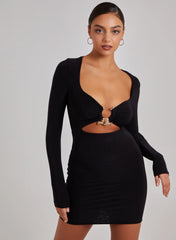 Gold Trim Slinky Cut Out Dress