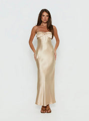 Fireproof Halter Maxi Dress Champagne