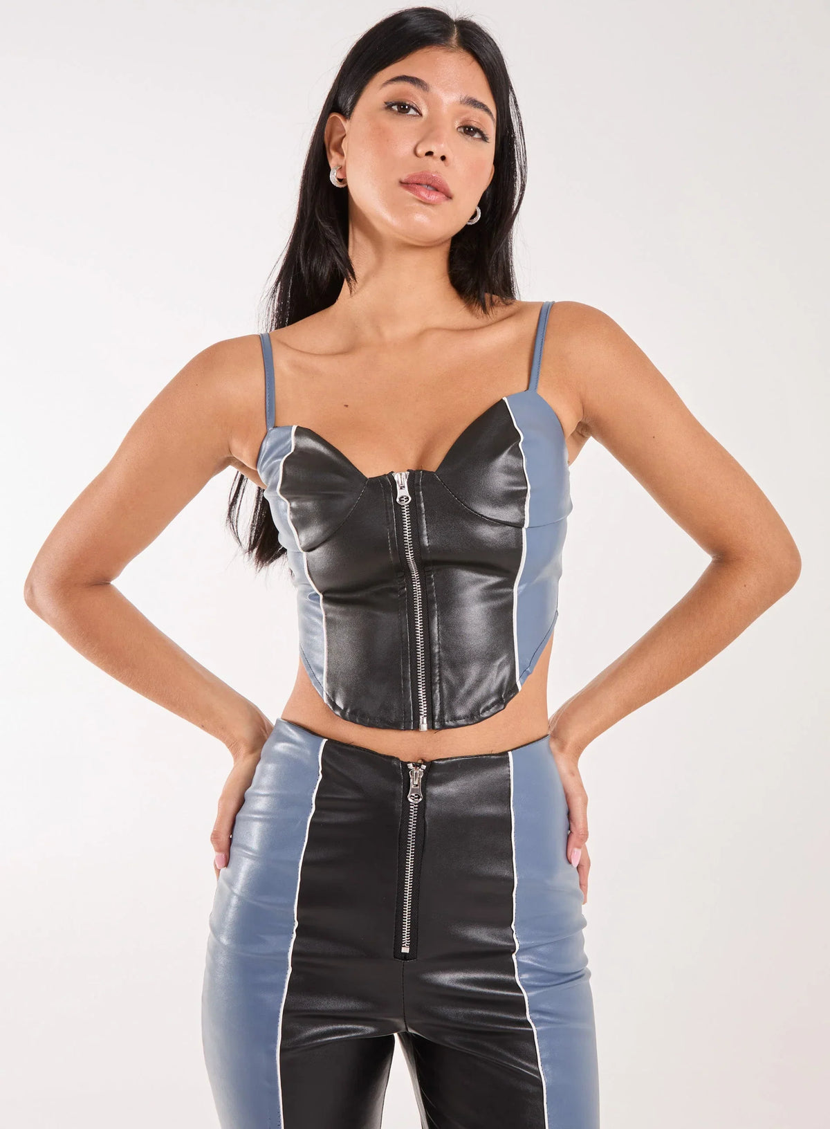 PU Zip Up Corset