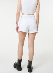 Denim Glitter Effect Diamante Shorts