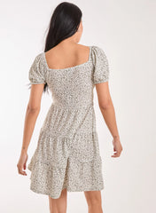 Puff Sleeve Tiered Mini Dress
