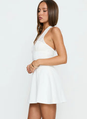 Josanna Crochet Halter Mini Dress White