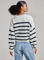 Striped Knitted Funnel Neck Jumper
