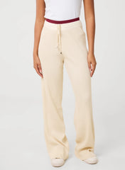 Ribbed Contrast Waist Wide Leg Joggers