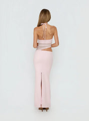 Afinity Sheer V Neck Maxi Dress Pink