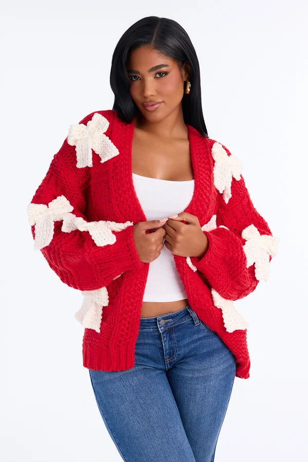 In My Bow Era Chunky Knit Cardigan