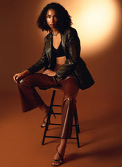 Flare Leather Look Trousers