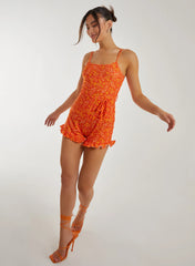 Floral Print  Frill Hem Playsuit