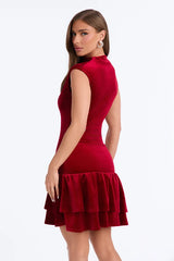 Shes A Girls Girl Embellished Velvet Mini Dress