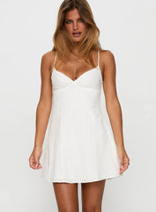 Dearly Embroidered Mini Dress White Petite