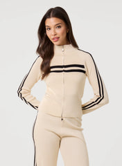 Stripe Front Zip Up Sweatshirt