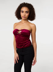 Soft Shimmer Velvet Texture Bra Cup Top