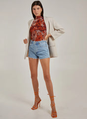 Graphic Floral High Neck Bodysuit