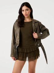 Crew Neck Tiered Mini Dress With Shorts