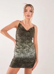 Lace Cowl Ombre Mini Dress
