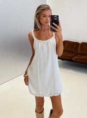 Sleeping Beauty Frill Baby Doll Mini Dress White